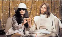  ?? AP FILE PHOTO ?? John Lennon and his wife, Yoko Ono, are pictured in 1969.