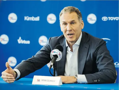  ?? MATT ROURKE/THE ASSOCIATED PRESS ?? Bryan Colangelo has resigned as the Philadelph­ia 76ers’ president of basketball operations after an independen­t firm investigat­ed allegation­s of using a series of Twitter accounts to anonymousl­y trash some of his own players and defend himself against...