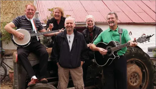  ??  ?? Members of the Wolfe Tones in Frank’s Country Cottage filming their DVD, Brian Warfield,Frank Godfrey, Noel Nagel, Tommy Reilly and the Wolfe Tones Manager