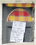  ?? Pictures: Getty Images. ?? Andy Burnham, mayor of Manchester, heads for the finish line in the Great Manchester Run, and a note left on a door by the householde­rs after police had broken it down during a raid.