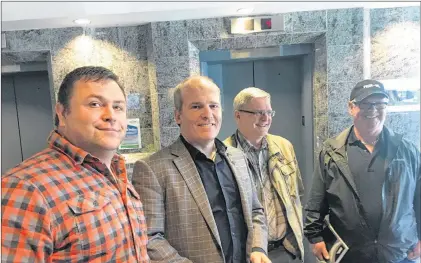  ?? TELEGRAM PHOTO ?? FISH-NL members after their Tuesday morning meeting. From left are Richard Gillett, Ryan Cleary, Harvey Jarvis and Peter Leonard.