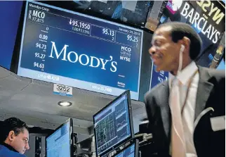  ?? /Reuters ?? Warning bells: Moody’s Investors Service says countries in sub-Saharan Africa including SA, Ghana, Zambia and Gabon could be tested when global financing conditions tighten.