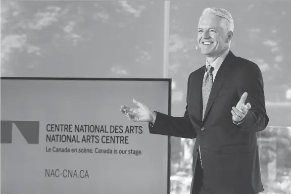  ?? WAYNE CUDDINGTON ?? “I am so thrilled to take up the leadership,” Christophe­r Deacon said Tuesday, when he was named the president and chief executive of the National Arts Centre.