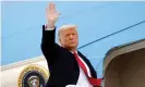  ??  ?? Donald Trump boards Air Force One after visiting the US-Mexico border wall in Texas on Tuesday. Photograph: Carlos Barría/Reuters