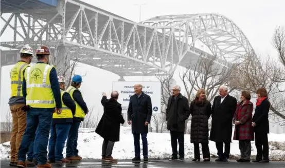 ?? SAUL LOEB/AFP VIA GETTY IMAGES ?? President Biden visited the John A. Blatnik Memorial Bridge in Superior, Wis., on Thursday.