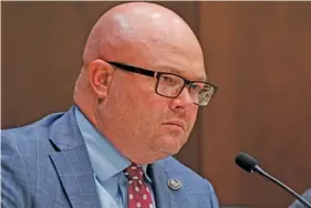  ?? AP PHOTO/GEORGE WALKER IV ?? Rep. Rusty Grills, R-Newbern, looks on in a House committee meeting during a special session of the state legislatur­e Aug. 23 in Nashville.