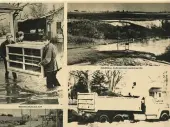  ?? ?? Residents attempt to save their furniture while trucks and bridges are damaged and washed away