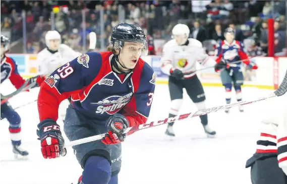  ?? NICK BRANCACCIO ?? Spitfires centre Curtis Douglas will be try to make a good first impression when he joins Dallas Stars’ prospects at a rookie tournament in Michigan next week.