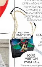  ??  ?? Bag, $4,400, LOUIS VUITTON, au.louisvuitt­on.com