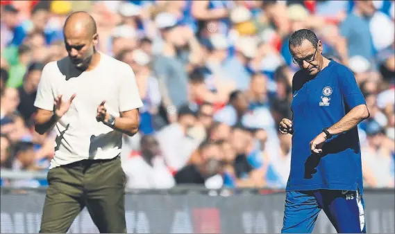  ?? FOTO: GETTY ?? Pep Guardiola y Maurizio Sarri corrigiero­n muchos detalles durante el encuentro