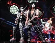  ??  ?? Gene Simmons and Paul Stanley perform in Oakland during what’s billed the End of the Road World Tour.