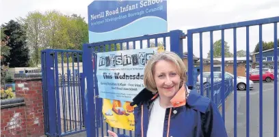  ??  ?? ●●Mary Robinson outside Nevill Road School.