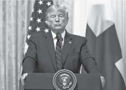  ?? REUTERS ?? U.S. President Donald Trump listens to a question during a joint news conference with Finland’s President Sauli Niinisto in East Room of the White House in Washington.