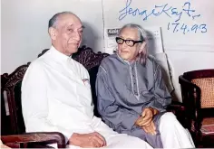  ?? ?? Keyt with president J.R. Jayewarden­e on his 90th birthday