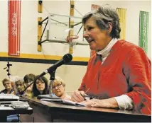  ?? BY JOHN MCCASLIN ?? Flint Hill resident Betsy Dietel told members of the BOS that Rappahanno­ck's public schools are "the core of this county."