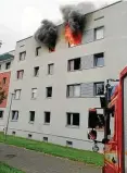  ?? FOTO: FEUERWEHR ?? Ein Asylbewerb­er soll im Juli ein Feuer im Asylbewerb­erheim Arnstadt gelegt haben.