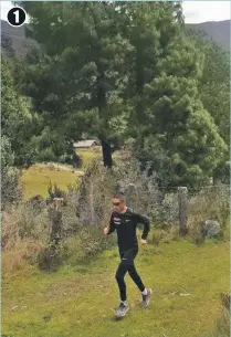  ??  ?? 1. En el Parque Nacional El Cajas pudo correr sin mascarilla porque no había nadie cerca. 2. El cuencano cuenta con una máquina caminadora en su casa, en la capital azuaya.