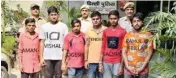  ?? PIC/MPOST ?? Six of the accused kanwarias, (left to right) Aman, Vishal, Jogesh, Jitender, Sachin and Rahul in police custody on Tuesday