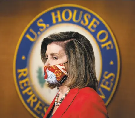  ?? Al Drago / Getty Images ?? House Speaker Nancy Pelosi meets with reporters at the Capitol to discuss the results of Tuesday’s election.