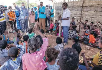  ?? NARIMAN EL-MOFTY, THE ASSOCIATED PRESS ?? Filippo Grandi, UN high commission­er for refugees, visits Umm Rakouba refugee camp in Qadarif, eastern Sudan, on Saturday.
