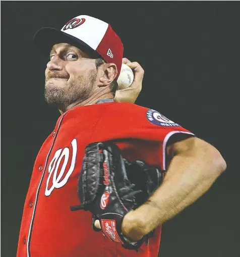  ?? MARK BROWN/GETTY IMAGES ?? Washington Nationals pitcher Max Scherzer, a Major League Baseball Players Associatio­n leader, signalled last week the union’s continued opposition to taking further pay cuts to salvage the 2020 season.