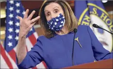  ?? Nicholas Kamm / Getty Images ?? Speaker of the House Nancy Pelosi, D-calif., raised objections Saturday to a new $1.8 trillion economic relief proposal from the Trump administra­tion.