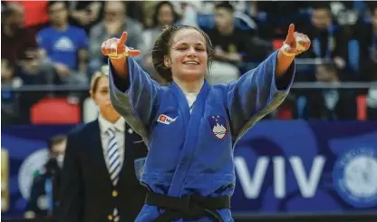  ?? Foto Gabriela Sabau/IJF ?? Kaja Kajzer se je s srebrno kolajno na evropskem prvenstvu v Lizboni veselila svojega doslej največjega uspeha.