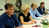  ?? (Foto Rensi) ?? Vertici Da sinistra Gianpiero Passamani, Annalisa Caumo e Vittorio Fravezzi nella sede dell’Upt a Trento Nord