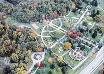  ?? COURTESY OF THE RBG ?? An older aerial view of Hendrie Park at the Royal Botanical Gardens captures a moment in time. But a guided walk on Saturday will explain the history of these gardens and how they have changed over the years.