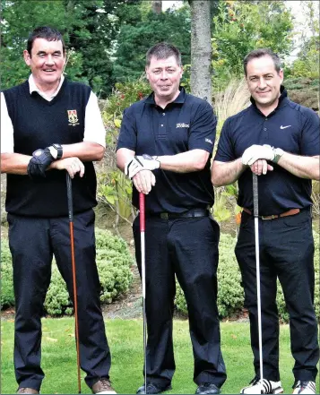  ??  ?? Enjoying the Captain’s Prize at Bray Golf Club were Seamus Mitchell, Paul McGlone and Brendan Fitzpatric­k.