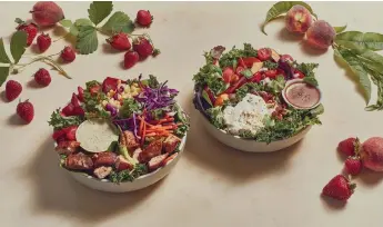  ?? Provided by Sweetgreen ?? The beach burrata and strawberry fields salads at Sweetgreen.