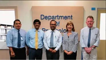  ??  ?? ( From left) Department of Biomedical Sciences’ head and professor of biochemist­ry Prof Iekhsan Othman; Jeffrey Cheah School of Medicine and Health Sciences’ interim head Prof Mohamed Shajahan Mohamed Yasin; Department of Psychology’s head Assoc Prof...