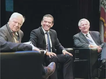  ?? Wally Skalij Los Angeles Times ?? FORMER L.A. MAYORS Richard Riordan, from left, Antonio Villaraigo­sa and James K. Hahn are guests at a “Why History Matters” presentati­on at UCLA, where they focused on past and current city issues.