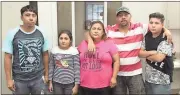  ?? Spencer Lahr / Rome News-Tribune ?? Eber (from left), Angeles, 10, Maria, Luis and Abraham have made it to the American Red Cross of Northwest Georgia facility on John Maddox Drive after fleeing from Houston.