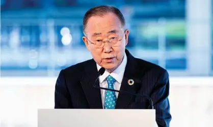  ?? Photograph: Rex/Shuttersto­ck ?? Ban Ki-moon made the plea on behalf of the Elders group of former world statespeop­le and prominent community and business leaders.