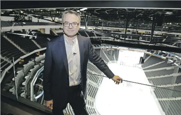  ?? LARRY WONG ?? “For us, it is pretty exciting the options we can provide fans to give them reasons to stick around after the games,” said Stew MacDonald, chief commercial officer of the Oilers Entertainm­ent Group, of the various premium suites available for rent at...