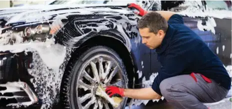  ?? DREAMSTIME ?? Using a foam cannon ensures your vehicle is covered in lather before you get down to the detailed, nitty gritty of cleaning — and it’s a blast to use.