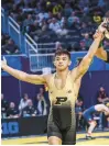  ?? PURDUE ATHLETICS ?? Matt Ramos, a 2019 Lockport graduate, reacts after taking third for Purdue at the Big Ten Tournament on March 5.