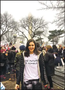  ??  ?? LEFT: Elena Wirth attends the Women’s March on Washington last year.