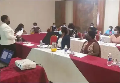  ?? ?? Specialist psychologi­st Julia Mutambara (left) leads a discussion on stress and burnout for healthcare workers during a mental health support workshop organised by the Zimbabwe Associatio­n of Doctors for Human Rights in Kwekwe on Friday