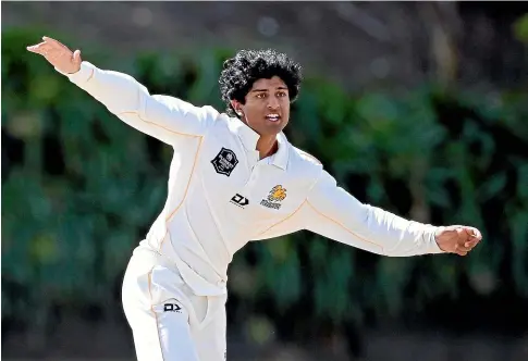  ?? PHOTOSPORT ?? Wellington all-rounder Rachin Ravindra, 21, is in contention to become New Zealand’s youngest test debutant since 2013, when the Black Caps tour England in June.