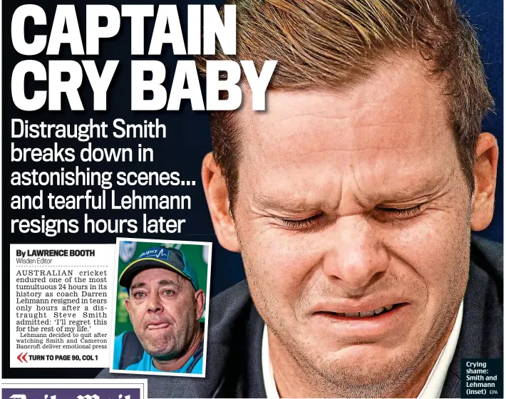  ?? EPA ?? Crying shame: Smith and Lehmann (inset)
