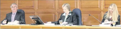  ?? GLEN WHIFFEN/THE TELEGRAM ?? The PUB’S panel presiding over the public hearings of its automobile insurance review are (from left) commission­er James Oxford, chair and CEO Darlene Whalen and vice-chair Dwanda Newman.