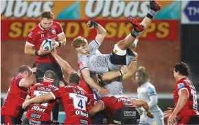  ??  ?? Clean ball: Ruan Ackermann wins a lineout for Gloucester