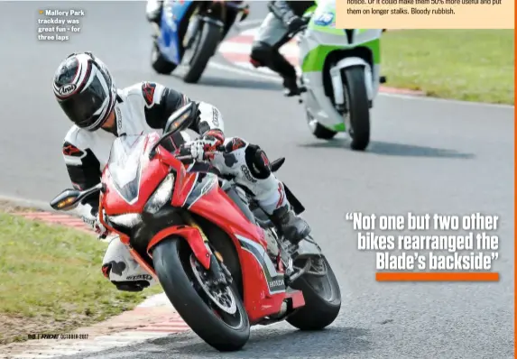  ?? Tim Keeton/Impact Images ?? Mallory Park trackday was great fun - for three laps