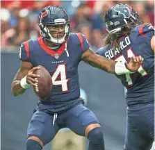  ?? TROY TAORMINA, USA TODAY SPORTS ?? Quarterbac­k Deshaun Watson has provided a much-needed spark to the Texans offense.