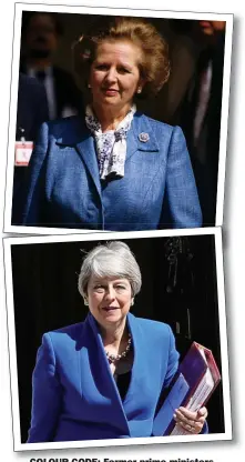  ??  ?? COLOUR CODE: Former prime ministers
Margaret Thatcher and Theresa May