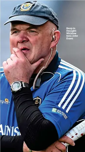  ??  ?? Deep in thought: Wicklow boss John Evans