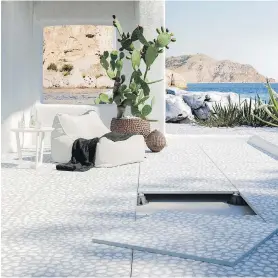  ??  ?? Italian tile maker Refin offers Risseu, a collection of porcelain stoneware tiles inspired by Genoa's historic cobbled courtyards and city gardens.