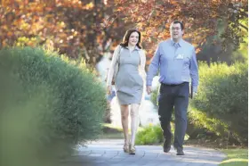  ?? Scott Olson / Getty Images 2014 ?? Facebook Chief Operating Officer Sheryl Sandberg and her husband, Dave Goldberg, attend a 2014 conference in Sun Valley, Idaho. He died the next year.